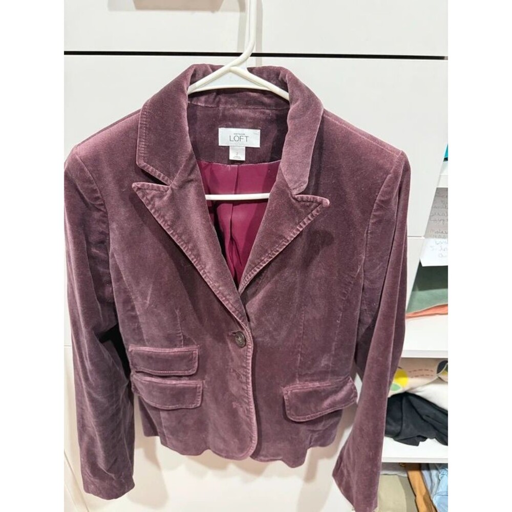 Loft, deep, purple velvet blazer